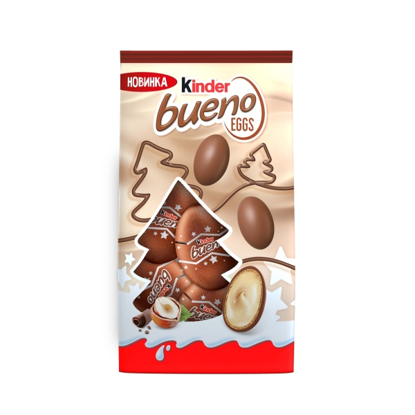Конфеты Kinder® Bueno eggs из молочного шоколада с молочно-ореховой начинкой, 80г.
