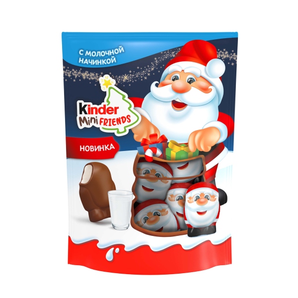 Конфеты Kinder® Mini Friends из молочного шоколада с молочной начинкой, 122г.